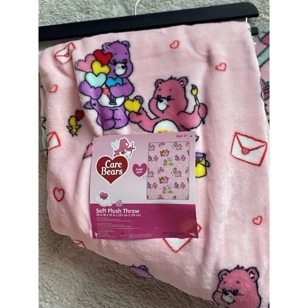 Care Bears Love A Lot Bear Throw Blanket 50 X 70”‎ Valentines Love Letters NEW
